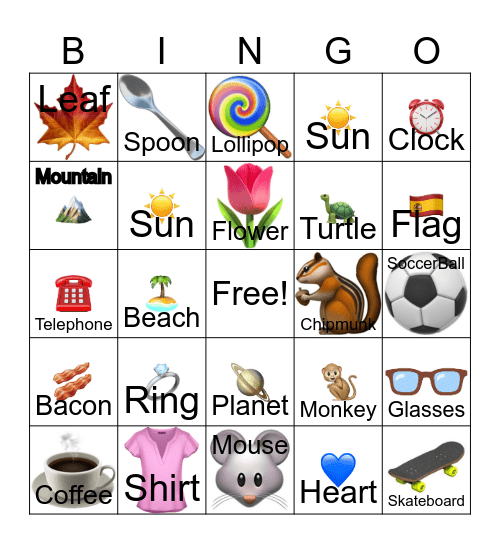 English Bingo! Bingo Card