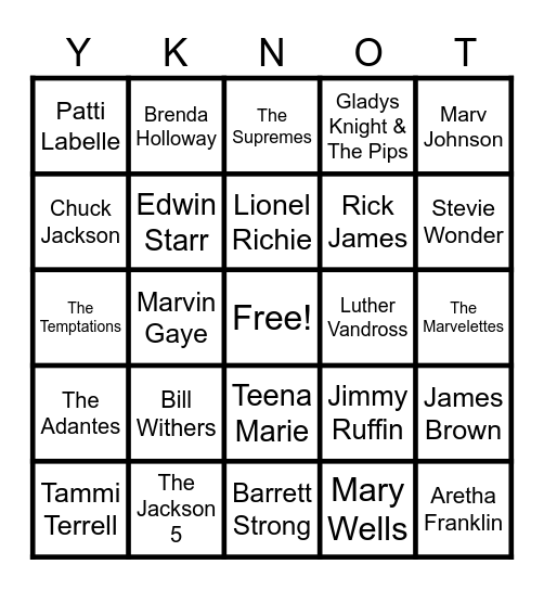 MOTOWN GOODIES Bingo Card