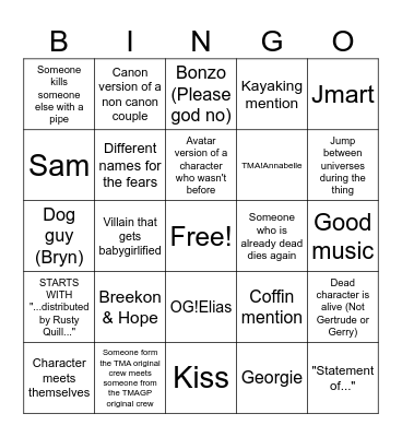 The Magnus Theatre Bingo Card