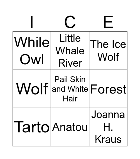 The Ice Wolf Bingo Card