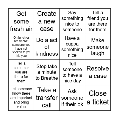 Blue Monday Bingo Card