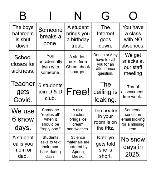 2025 BINGO Card Bingo Card
