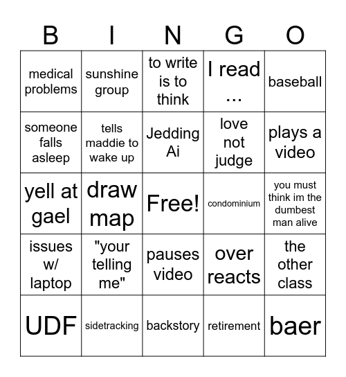 jingo Bingo Card
