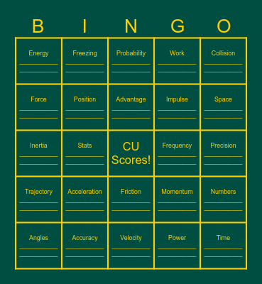 STEM Hockey Bingo Card