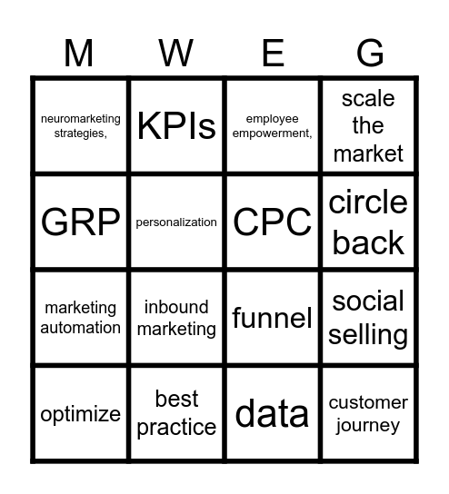 Marketing Bullshit Bingo Card