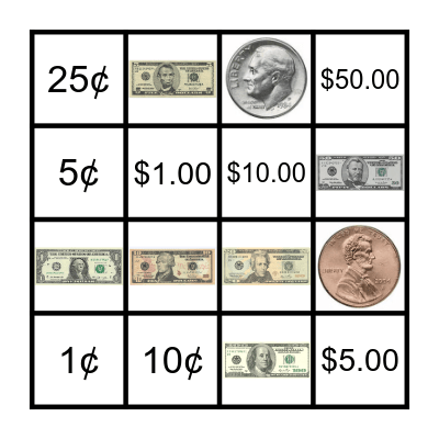 MONEY BINGO Card