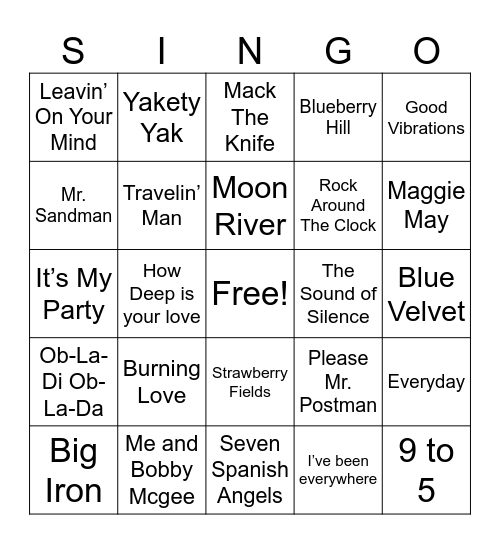 Music Bingo Card