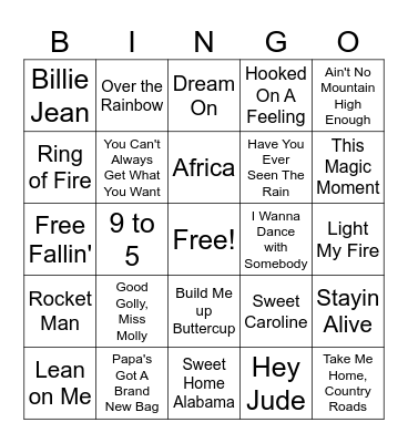 Musical Bingo 1 Bingo Card