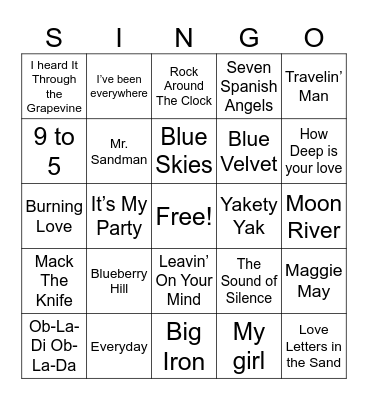 Music Bingo Card