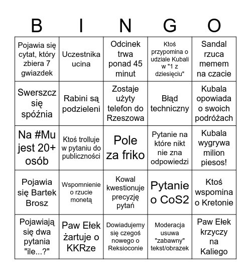 Reksionerzy Bingo Card