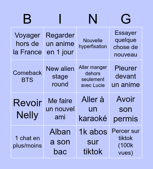 Bingo 2025 Bingo Card