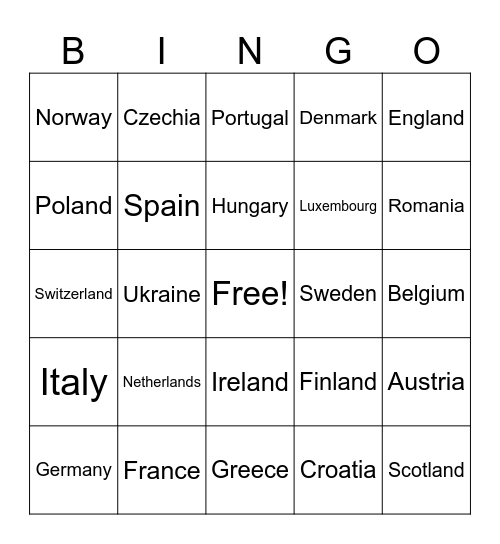 Best of Europe Bingo Card