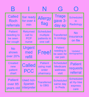 Bingo 1/17/2025 Bingo Card