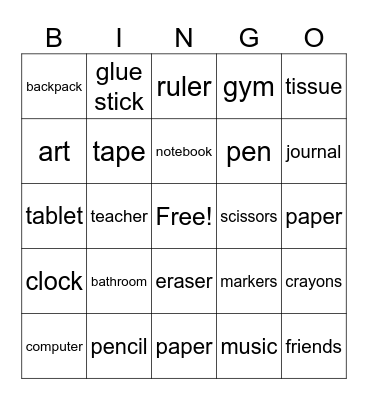 Picture Bingo Card