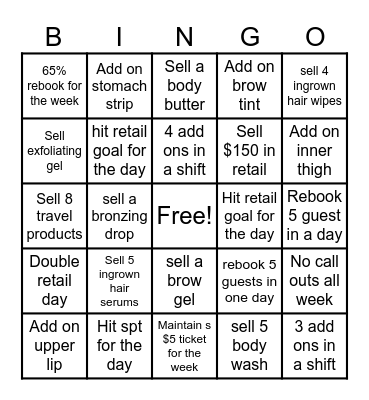 Waxer Bingo Card