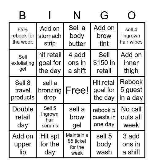 Waxer Bingo Card