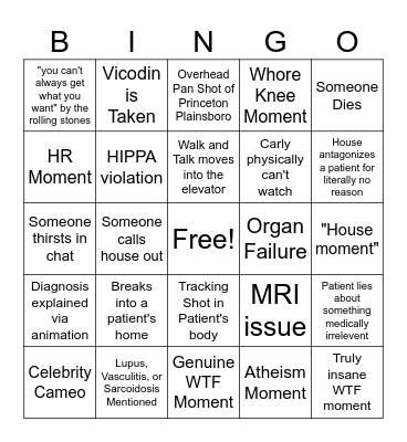 House Bingo Card