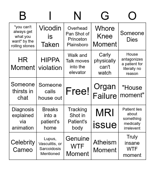 House Bingo Card