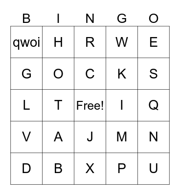 Alphabet Bingo Card
