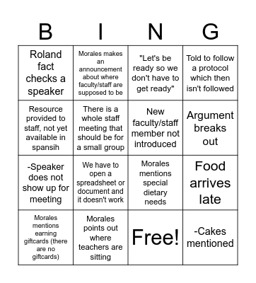 January 21st, 2025 Bingo Card