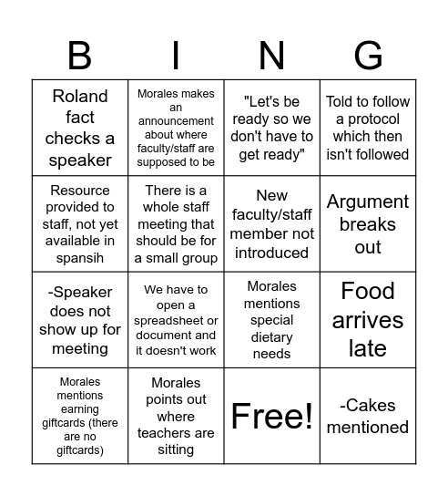 January 21st, 2025 Bingo Card