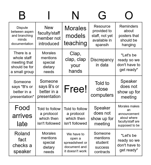 January 21st, 2025 Bingo Card