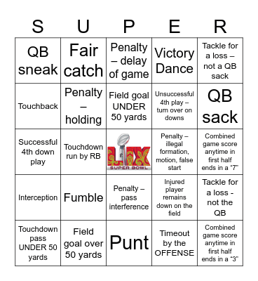 Football Bingo Card