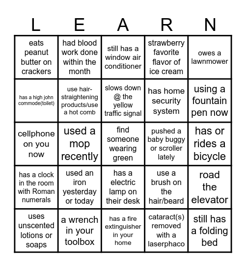 Do You Know Who? Bingo Card