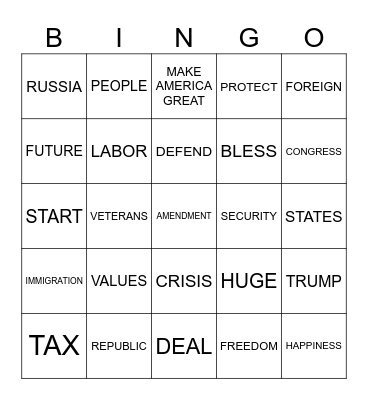 2025 INAUGURATION BINGO Card