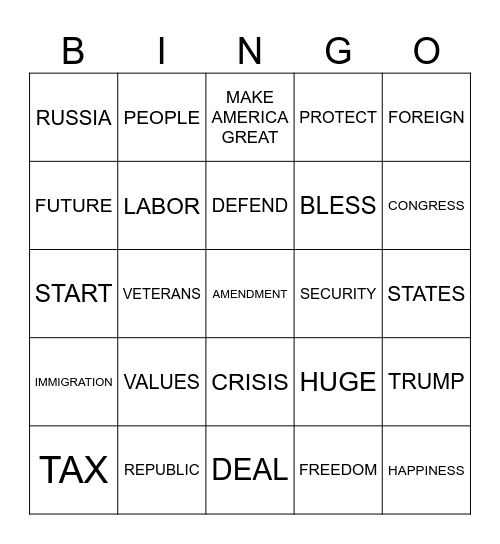2025 INAUGURATION BINGO Card