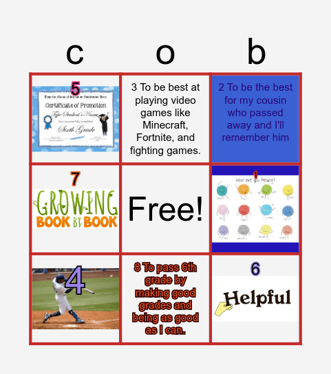 New year Resolution Bingo Card