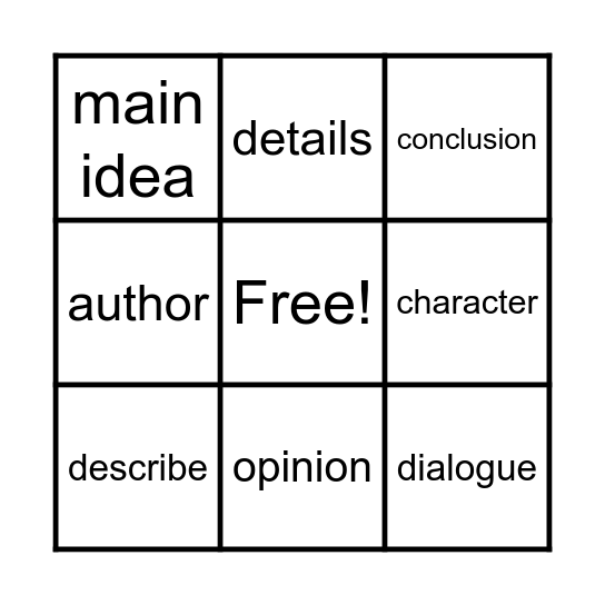 RTI VOCABULARY BINGO Gr.3-6 Bingo Card