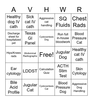 Vet Techs Rock! Bingo Card
