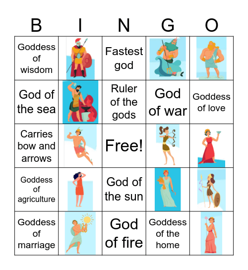 Greek Gods Bingo Card