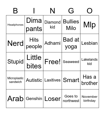 Dima bingo Card