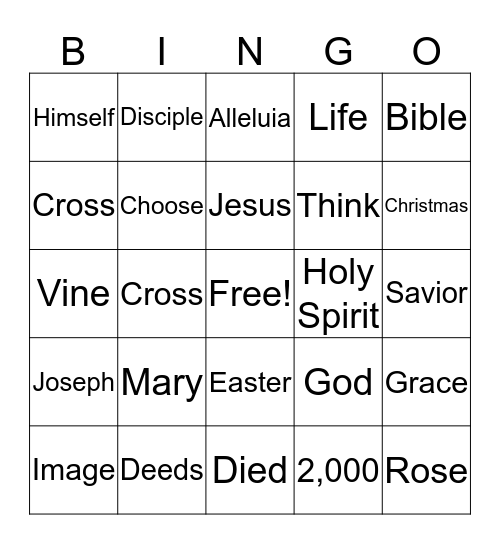 Jesus Is God's Best Gift Bingo Card