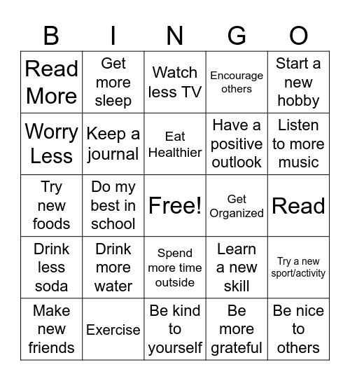 2025 Goal BINGO Card