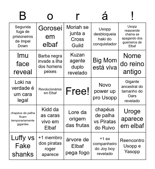 ONE PIECE 2025 Bingo Card