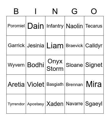 Empyrean Bingo Card