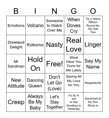 Shane's Jams Vol. 1 Bingo Card