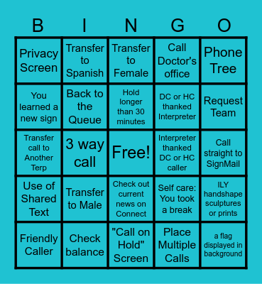 RANDOM VRS OCCURRENCES Bingo Card
