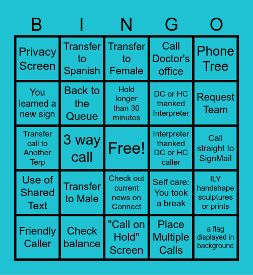 RANDOM VRS OCCURRENCES Bingo Card