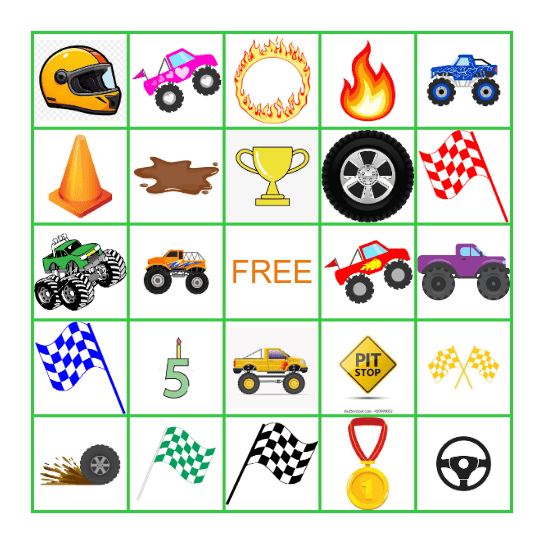 MONSTER TRUCK BINGO! Bingo Card