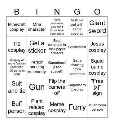 Wintercon picture bingo Card