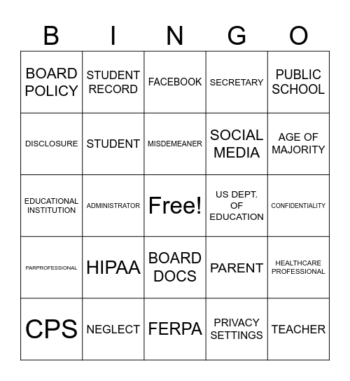 SUPPORT STAFF TRAINING Bingo Card