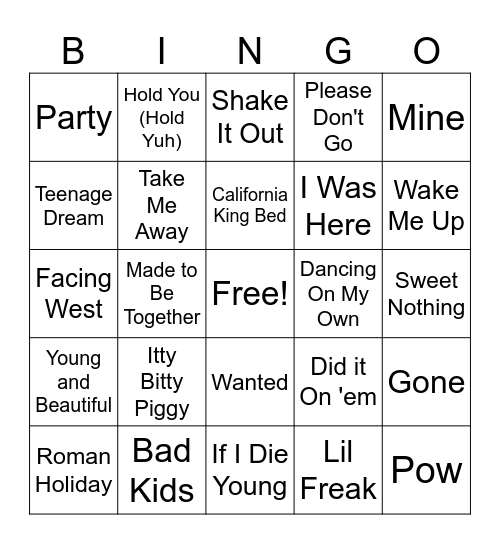 Shane's Jams Vol. 3 Bingo Card