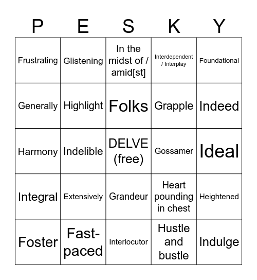 Renowned Author ChatGPT Bingo Card