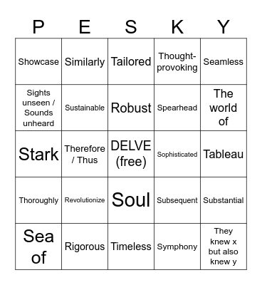 Renowned Author ChatGPT Bingo Card