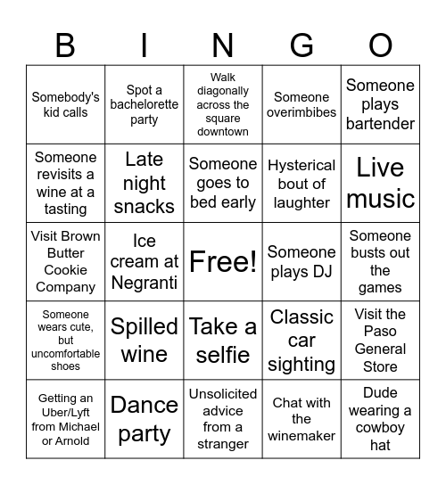 Alex's 50th Birthday Bingo Card