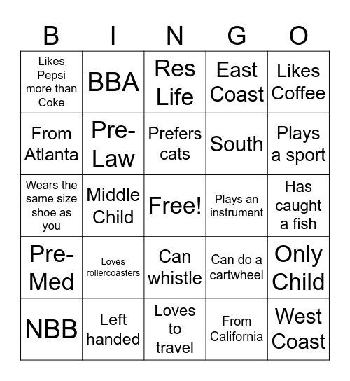 ESA Bingo Card